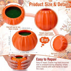 Orange 6 Pack Plastic Pumpkin Vase 5.12 x 3.94 in Artificial Fall Flower Pot with Foam Pumpkin Planter for Artificial Flower Floral Arrangement Home Party Harvest Thanksgiving Autumn Table - Image 2