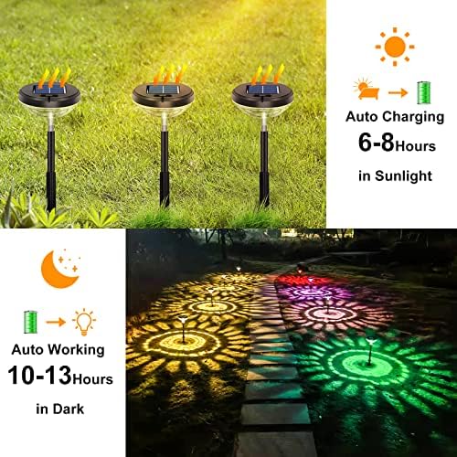 Bright Solar Pathway Lights 6 Pack,Color Changing+Warm White LED Solar Lights Outdoor,IP67 Waterproof Solar Path Lights,Solar Powered Garden Lights for Walkway Yard Backyard Lawn Landscape Decor - Image 3