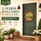 Interchangeable Seasonal Welcome Door Sign for Front 16 Pcs Wooden Hanging - Image 4
