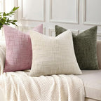 decorUhome Textured Chenille Throw Pillow Covers 22x22 Set of 2 Blush Pink - Image 2