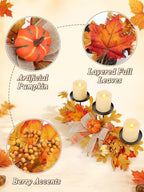 Alphatool Fall Centerpieces for Tables, 3 Candle Holders with Maple Leaves - Image 4