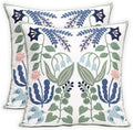 Pack of 2 Embroidered Decorative Throw Pillow Cover 18x18 Inch Farmhouse Floral Pillowcase for Living Room Sofa Bed (Bird Flower) by Pilmandu