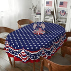 Oval 4th of July Tablecloth 60x102 Inch, Patriotic Red White and Blue Table Cloth, Polyester Waterproof Wrinkle Resistant Independence Day Table Cover for Memorial Day Decorations Decor by Unknown