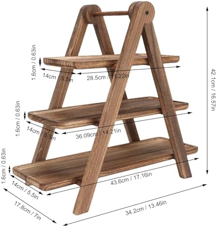 Mumusuki Wood 3 Tier Serving Tray, Rectangle Decorative Fruits Cakes Snacks Serving Stand, Farmhouse Tiered Tray For Party Wedding Picnic, Brown - Image 3