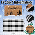 Tinideya 2 Pcs Christmas Layered Doormat Set for Front Porch, Snowy Tree - Image 2