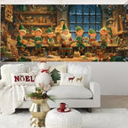 Santa's Workshop Christmas Garage Door Banner 7x16FT, Santa and Elves Holiday Scene, Large Outdoor Xmas Decoration for Garage Doors, Large Garage Cover for Christma - Image 5