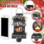 Therwen 2 Pcs Christmas Stocking Holders Lantern, LED, Elk, Black - Image 2