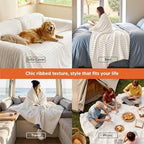 Bedsure Soft Cozy Cal King Size Blanket for Bed Off White 102"x96" - Image 4