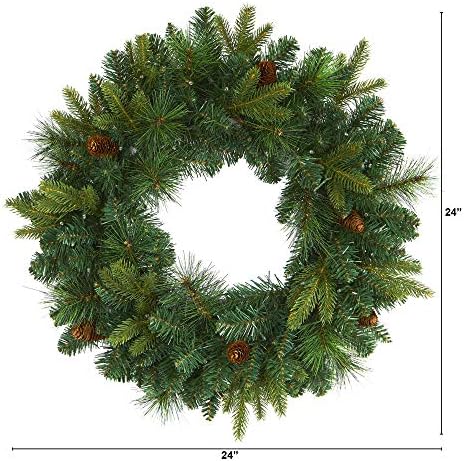 Nearly Natural 24 in Mixed Pine Artificial Christmas Wreath with LEDs - Image 2