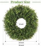 26’’ Artificial Boxwood Wreath for Front Door, Small Leaves Wreath, Green - Image 3