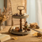 Hanobe 2 Tiered Decorative Trays Stand Boho Coffee Table Decor - Image 2