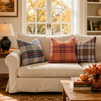MIULEE Fall Plaid Decorative Pillow Covers Set of 2 22x22 Khaki - Image 4