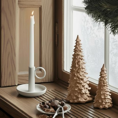 DN DECONATION Christmas Tree Figurines, Set of 2 Tabletop Xmas Trees - Image 2