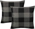 VAKADO Black Grey/Gray Farmhouse Buffalo Plaid Throw Pillow Covers 26x26 Inch Set of 2 Retro Rustic Checkers Decorative Cushion Cases Home Decor for Couch Bed Sofa by VAKADO