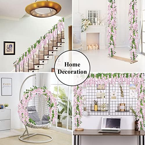 U'Artlines 10Pcs 7.2 Ft/Piece Artificial Wisteria Garland Pink - Image 5