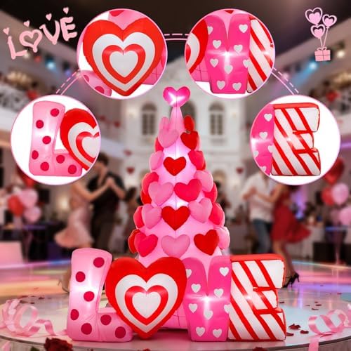 Spinosaurus 8FT Valentine Inflatables Outdoor Decorations,Inflatable Heart Tree with Light Valentines Day Blow Up Love Decor for Outside Yard - Image 4