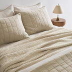 EVERGRACEHOME Chunky Chenille Knit Throw Blanket, 90 x 90, Beige - Image 3