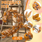 Thiccywoov 2 Pcs 6Ft Fall Leaf Garland with Berries Mantel Decor - Image 2