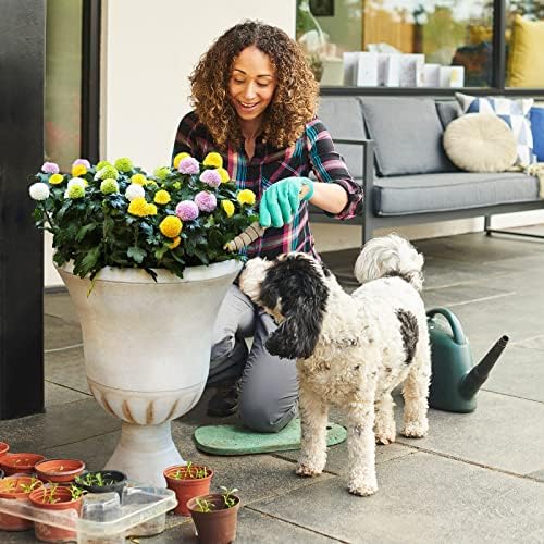 Worth Garden Plastic Urn Planters for Outdoor Plants, Tree 22'' Tall 2 Pack Round Classic Resin Flower Pots Indoor Beige Traditional Front Porch 15 in Dia. Large Imitation Stone Decorative Patio Deck - Image 2