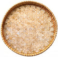 JUNGLE CULTURE Round Rattan Tray Mother of Pearl Inlay • Cascade Light 14" by JungleCulture