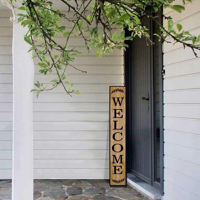 32 * 8 Inch - Welcome Sign for Front Door - Standing/Hanging Porch Decor Set, Multi-Wood Planks, Large Rustic, Indoor/Outdoor - Image 2
