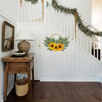 DILATATA 10" Artificial Floral Wood Bead Wreaths, 2 Pack Sunflower Eucalyptus Leaves, Boho Farmhouse Wall Decor, Front Door Porch Decor, Indoor/Outdoor - Image 5