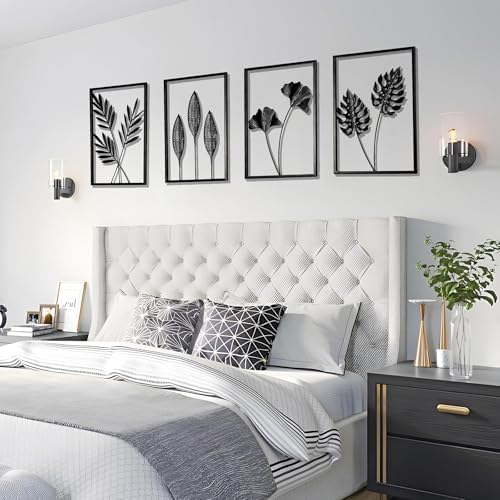 4PCS Black Metal Wall Art Frame Decor for Livingroom, Ginkgo Theme, 15.7x11 by qxsxkjMetalWallArt