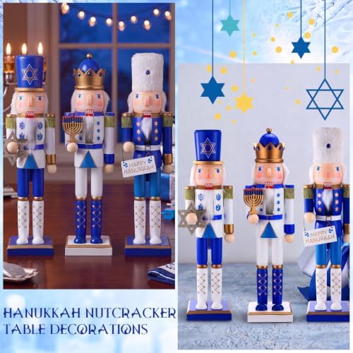 Blosssound 3 Pack 16" Hanukkah Nutcracker Decorations Wooden Jewish Decor - Image 5