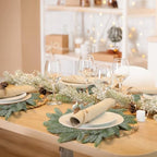 Christmas Placemats Set of 6 Artificial Powder Snow Wreath Charger - Image 4