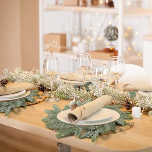 Christmas Placemats Set of 6 Artificial Powder Snow Wreath Charger - Image 4
