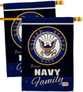 Navy Proudly Family House Flag - 2 pcs Pack Armed Forces USN Seabee United State American Military Veteran Retire Official - Banner Small Garden Yard Gift Double-Sided Made In USA 28 X 40 by Breeze+Decor
