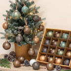 Yunlly 18 Pcs Neutral Christmas Ornaments Rustic Vintage Xmas Tree Decor - Image 2