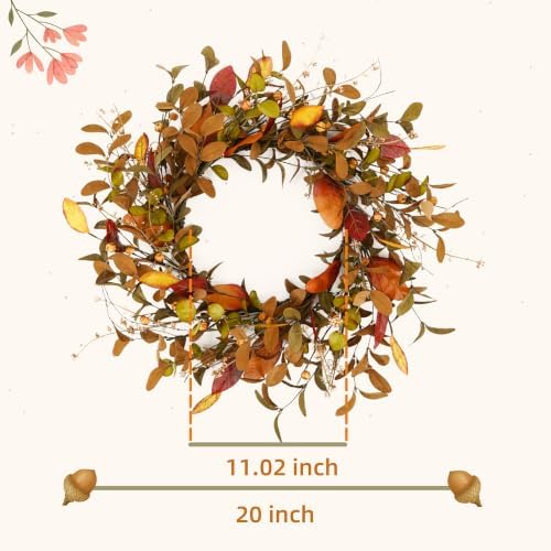 YNYLCHMX 20" Fall Wreath for Front Door, Eucalyptus, Berry and Magnolia - Image 2