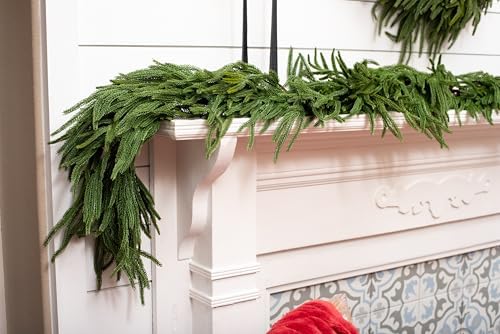 Extra Full 9 ft Real Touch Norfolk Pine Garland Realistic 9ft, Christmas Garland for Mantle, Soft and Bendable Real Touch Garland Christmas Greenery, Evergreen Christmas Garlands for Fireplace, Stairs - Image 3