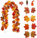 6FT Artificial Maple Leaf Garland, Fake Autumn Fall Vine Garland with Realistic Maple Leaves, Thanksgiving Halloween Harvest Fall Decor for Indoor Outdoor Porch Mantle Fireplace Table Home Decoration - Image 2