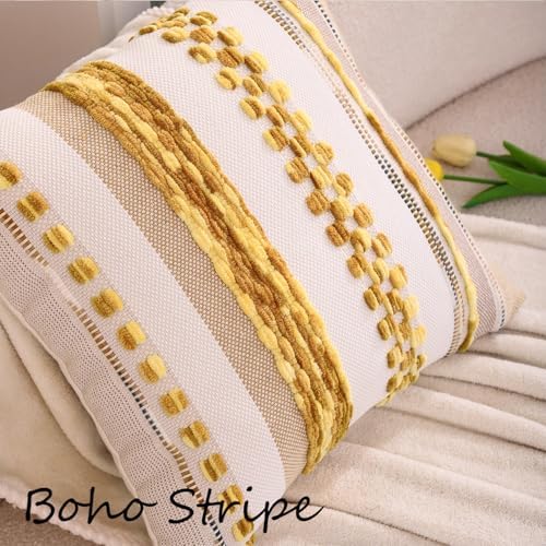 Boho Throw Pillow Covers 18x18 Set of 2 Yellow - Image 3