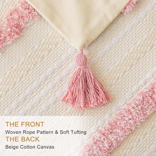 BUIOVBEY Boho Throw Pillow Covers Woven Tufted Pillow Cases with Tassels - Image 2