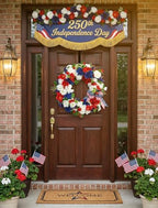 BLOSMON 4th of July Patriotic Wreath for Front Door, 24 Inch - Image 2