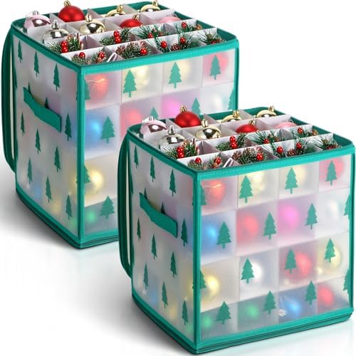 Saintrygo 2 Pcs Xmas Ornament Storage Box 64 Compartment, Tree Style by Saintrygo