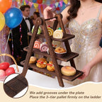 Wood 3 Tier Serving Tray Cupcake display Stand Wooden Platter Tiered Décor - Image 4