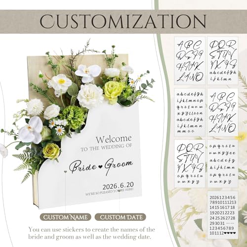 RattanView Wooden Welcome Wedding Sign with Flower Box 24 x 18 Inches - Image 3