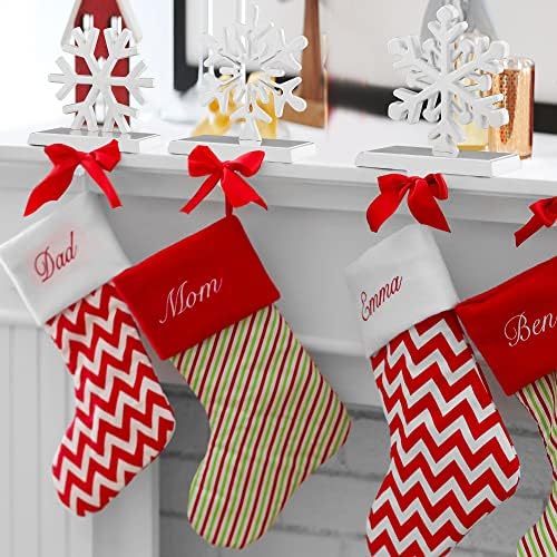 URATOT Pack of 4 Christmas Stocking Holders Snowflake Stocking Hangers Mantel Stocking Hooks for Christmas Decoration, White - Image 7