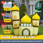 6FT Ramadan Inflatable Yellow and Green Mosque - Islamic Ramadan Decor for Outdoor Front/Back Lawns, Built-in LED Lights and Fan to Blow Up with Air, Iftar/Eid Gift - Image 3