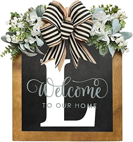 16'' Personalized Last Name Welcome Sign, Door Wreaths for Front Door Outside, Spring Wreath for Front Door Decor, Farmhouse New Home Gifts for Home (L) by Jxueych