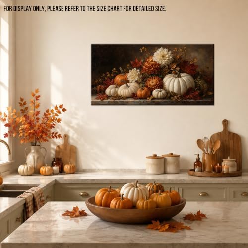 WAXWHELK Pumpkin Fall Canvas Wall Art, Autumn Thanksgiving Rustic Farmhouse Painting Pictures Artwork for Bedroom Living Room Home Decor (16"x32") - Image 3