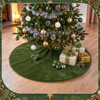 Viorawhite Moss Green Christmas Tree Skirt, 48 Inch Faux Fur Tree Skirts - Image 4