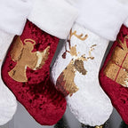 GEX Christmas Stockings 8 Pack for Family 20" Gold Sequins Red Velvet with White Soft Faux Fur Embroidery Classic Fireplace Tree Decorations for Xmas Season Decor (Set of 8) - Image 4