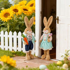 Glintoper 2 Pack Easter Decorations Standing Bunny with Stretchable Legs, 21" to 26" Brown Rabbits Couple Figurine, Party Favor Photo Props Gifts for Office Kitchen Farmhouse Front Door Spring Home - Image 4