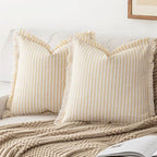 YEENAASY Throw Pillow Covers 16x16 Boho Striped Pillow Cases with Tassel by YEENAASY