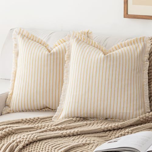 YEENAASY Throw Pillow Covers 26x26 Boho Striped Pillow cases with Tassel by YEENAASY